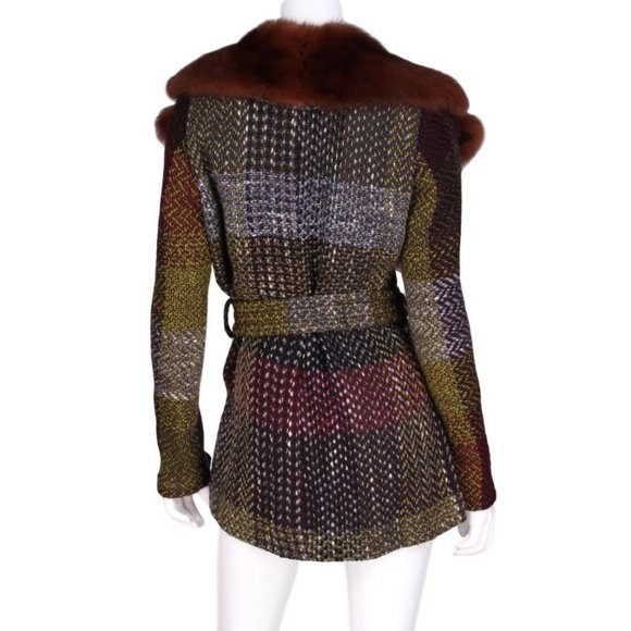 DOLCE & GABBANA Woven Wool and Fox Fur Collar Coat - Picture 4 of 10